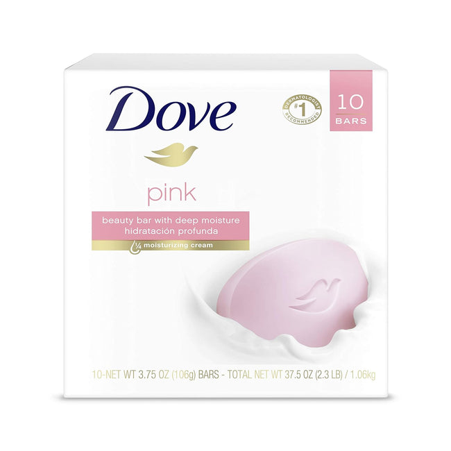 Dove Beauty Bar Gentle Cleanser For Softer and Smoother Skin Pink More Moisturizing Than Ordinary Bar Soap 4 Oz 10 Bars
