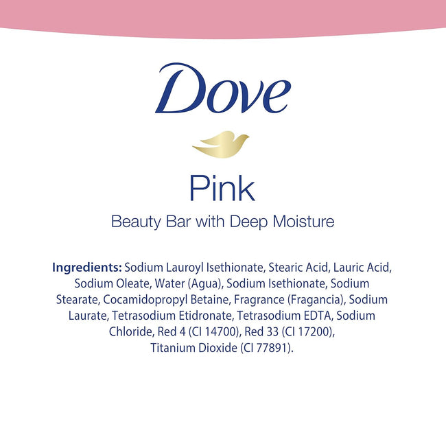 Dove Beauty Bar Gentle Cleanser For Softer and Smoother Skin Pink More Moisturizing Than Ordinary Bar Soap 4 Oz 10 Bars