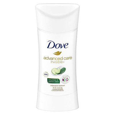 Dove Advanced Care Invisible+ Antiperspirant Deodorant Stick, Cucumber and Cactus Water, 2.6 oz, 4 ct
